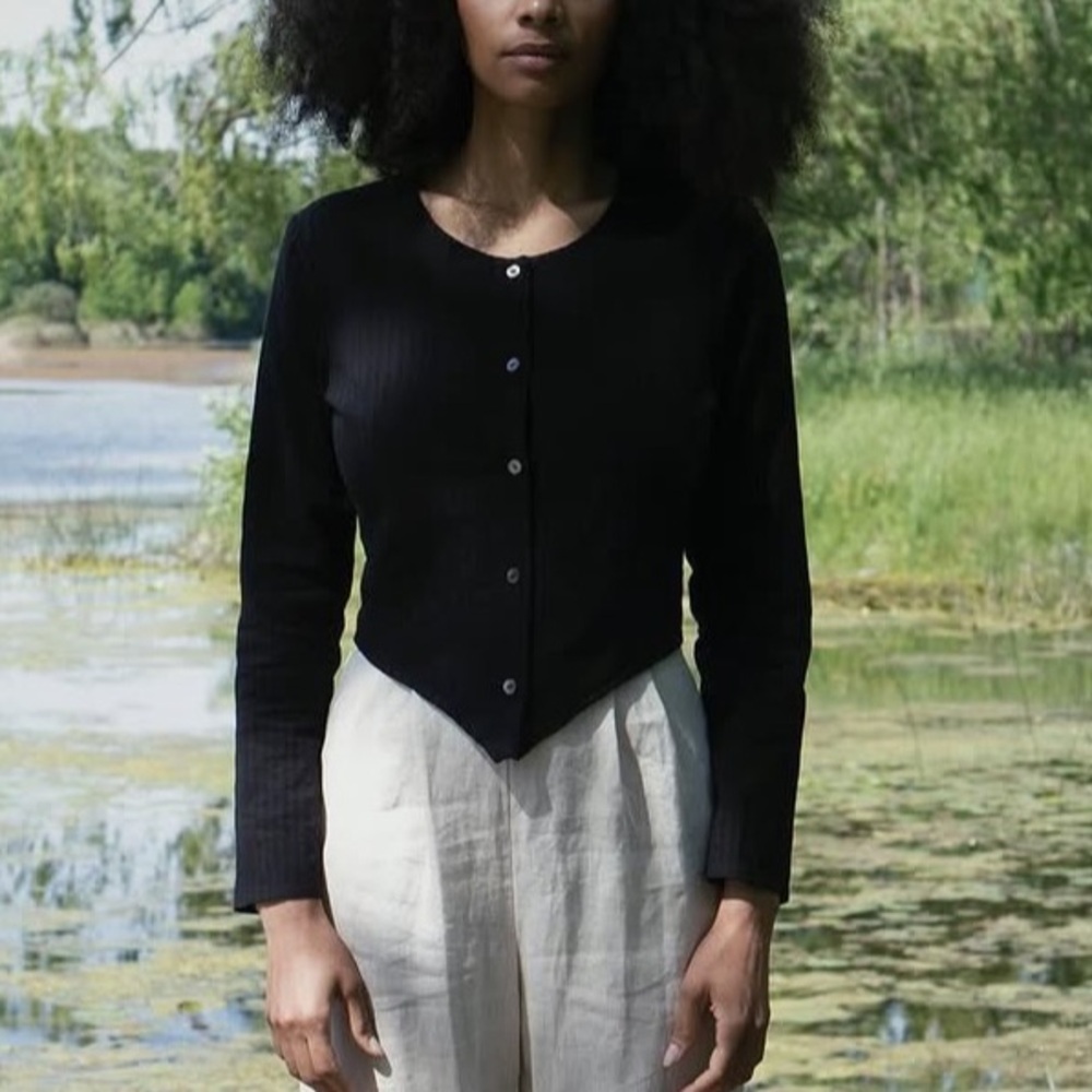 Ovate Maeve blouse top black large